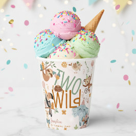 Twee wilde safari dieren kinderen verjaardagsfeest papieren bekers