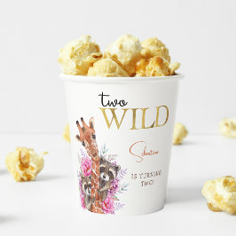 Twee wilde safari dieren kinderen verjaardagsfeest papieren bekers