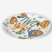 Twee wilde safari dieren kinderen verjaardagsfeest papieren bordje (Gekanteld)