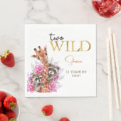 Twee wilde safari dieren kinderen verjaardagsfeest servet (Insitu)