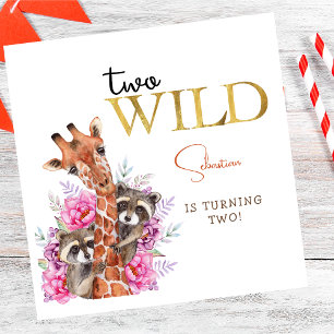 Twee wilde safari dieren kinderen verjaardagsfeest servet