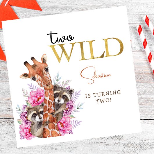 Twee wilde safari dieren kinderen verjaardagsfeest servet