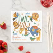 Twee wilde safari dieren kinderen verjaardagsfeest servet (Insitu)