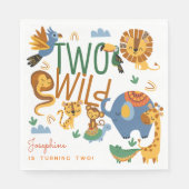 Twee wilde safari dieren kinderen verjaardagsfeest servet (Voorkant)