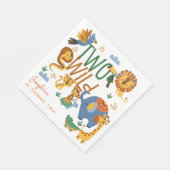 Twee wilde safari dieren kinderen verjaardagsfeest servet (Hoek)