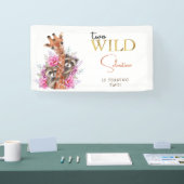 Twee wilde safari dieren kinderen verjaardagsfeest spandoek (Beurs)
