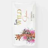 Twee wilde safari dieren kinderen verjaardagsfeest spandoek (Verticaal)