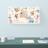 Twee wilde safari dieren kinderen verjaardagsfeest spandoek (Beurs)