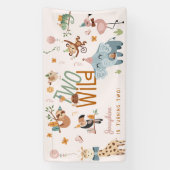 Twee wilde safari dieren kinderen verjaardagsfeest spandoek (Verticaal)