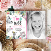 Twee Wilde Safari Dieren Meisje Verjaardag Uitnodi Kaart