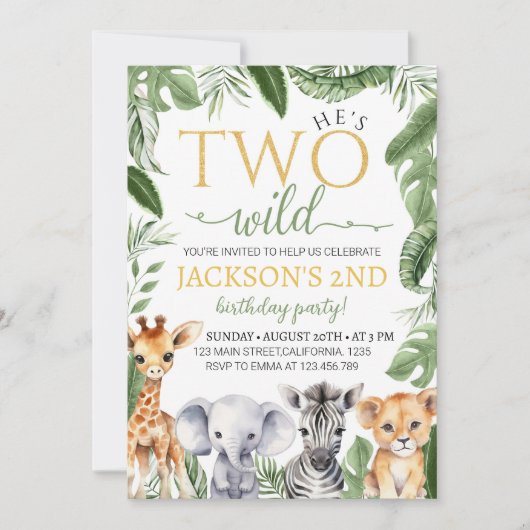 Twee wilde Safari-dieren op zaterdag Kaart (Voorkant)