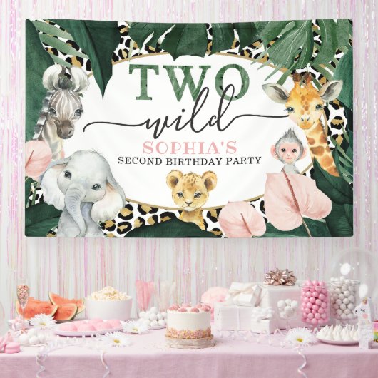 Twee wilde Safari-dieren op zaterdag Spandoek (Feest)