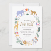 Twee wilde Safari-dieren op zaterdag uitnodiging (Voorkant)