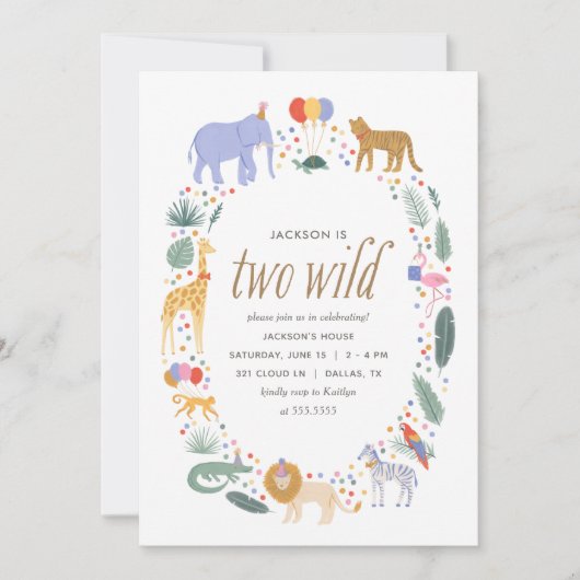 Twee wilde Safari-dieren op zaterdag uitnodiging (Voorkant)