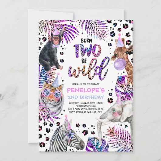 Twee wilde Safari-dieren regenboogschaafkaetah op  Kaart (Voorkant)