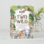 Twee wilde safari Dieren thema jongen 2e verjaarda Kaart (Staand voorkant)