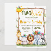 Twee wilde safari dieren tribal verjaardag kaart (Voorkant / Achterkant)