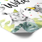 Twee wilde Safari-dieren tweede geboortedag Poster (Hoek)