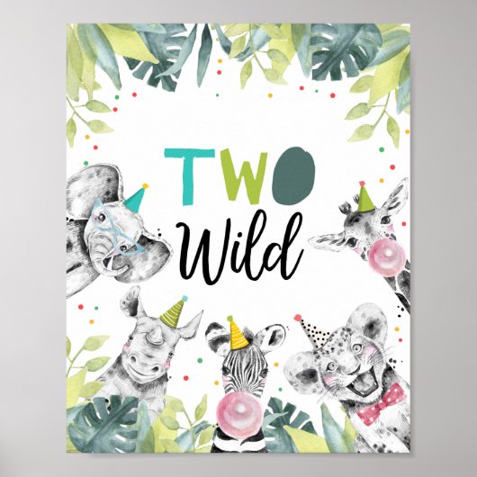 Twee wilde Safari-dieren tweede geboortedag Poster (Voorkant)