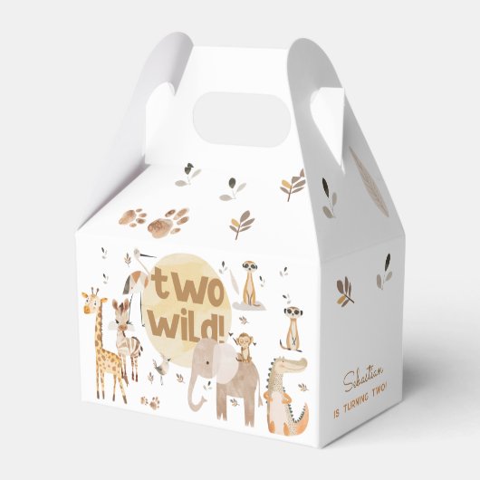 Twee wilde safari dieren tweede kinderen verjaarda bedankdoosjes (Achterkant)