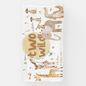 Twee wilde safari dieren tweede kinderen verjaarda spandoek (Verticaal)