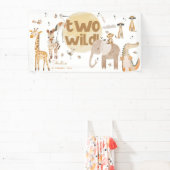 Twee wilde safari dieren tweede kinderen verjaarda spandoek (Insitu)