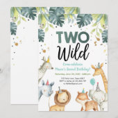 Twee wilde Safari-dieren tweede uitnodiging (Voorkant / Achterkant)