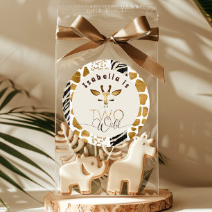 Twee wilde Safari dierenprint giraf verjaardag Ronde Sticker