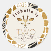 Twee wilde Safari dierenprint giraf verjaardag Ronde Sticker (Voorkant)
