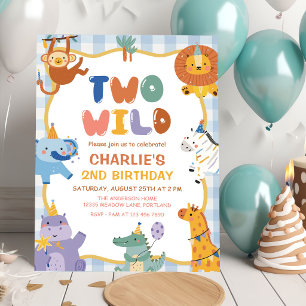 TWEE WILDE Safari Feest Dieren Kinderen 2e Verjaar Kaart