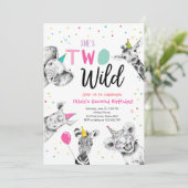 Twee wilde safari feestdieren tweede verjaardag kaart (Staand voorkant)