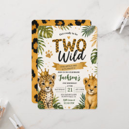 Twee wilde safari-jungle dieren 2e verjaardag kaart