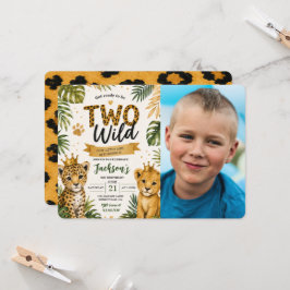 Twee wilde Safari Jungle Dieren 2e Verjaardagsfoto Kaart