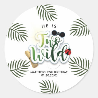 Twee Wilde Safari Jungle Tropische Baby Shower Ronde Sticker