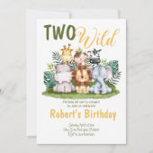 Twee wilde Safari Kids verjaardagsuitnodiging  Kaart (Voorkant)