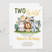 Twee wilde Safari Kids verjaardagsuitnodiging  Kaart (Voorkant / Achterkant)