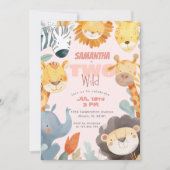 Twee wilde Safari Meisjes 2e tweede roze verjaarda Kaart (Voorkant)