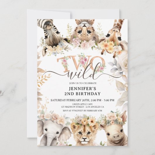 TWEE WILDE | Safari Oerwoud Dieren 2e Verjaardag M Kaart (Voorkant)