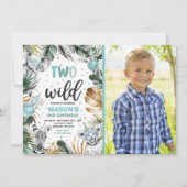 Twee wilde Safari Oerwoud Dieren 2e Verjaardag Par Kaart (Voorkant)