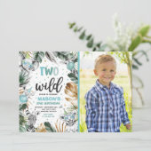 Twee wilde Safari Oerwoud Dieren 2e Verjaardag Par Kaart (Staand voorkant)