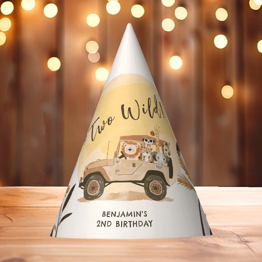 Twee wilde Safari Oerwouden 2e Verjaardag Feesthoedjes