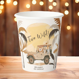Twee wilde Safari Oerwouden 2e Verjaardag Papieren Bekers