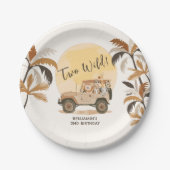 Twee wilde Safari Oerwouden 2e Verjaardag Papieren Bordje (Voorkant)