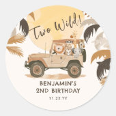 Twee wilde Safari Oerwouden 2e Verjaardag Ronde Sticker (Voorkant)