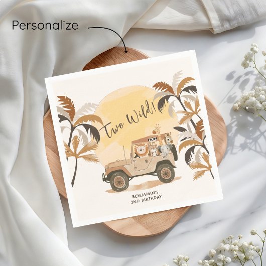 Twee wilde Safari Oerwouden 2e Verjaardag Servet