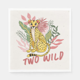Twee Wilde Safari Roze Jachtluipaard Kinderen Verj Servet