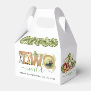 Twee wilde safaridieren 2e verjaardag Oerwoud Foto Bedankdoosjes