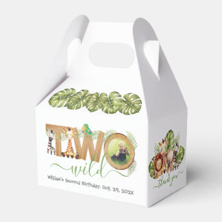 Twee wilde safaridieren 2e verjaardag Oerwoud Foto Bedankdoosjes