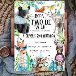 Twee wilde safari's 2e verjaardag kaart