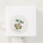 Twee wilde Schattigee Dinosaurus 2e Verjaardagsfee Bedankjes Labels (In situ)